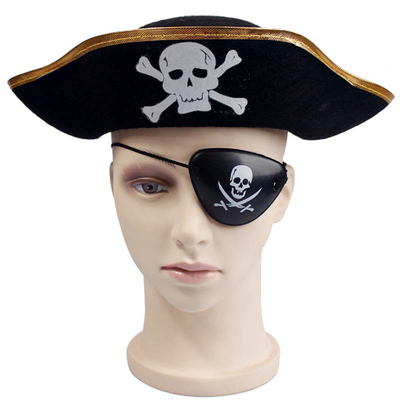 ديكور القراصنة هالوين الأسود قبعة ، فريدة من نوعها جبان مهرجان القبعات نمط الجمجمة