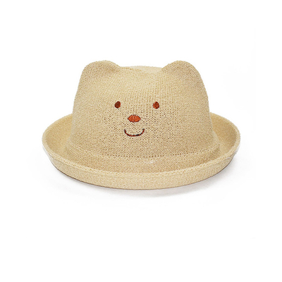 النسخة الكورية آذان القط الطفل قبعة ، أطفال الصيف القبعات سترو المواد