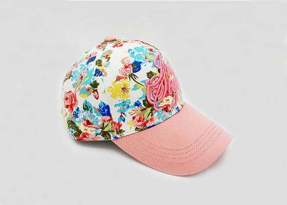 قبعات البيسبول الفتيات الوردي مع طباعة الزهور والتطريز 3D
