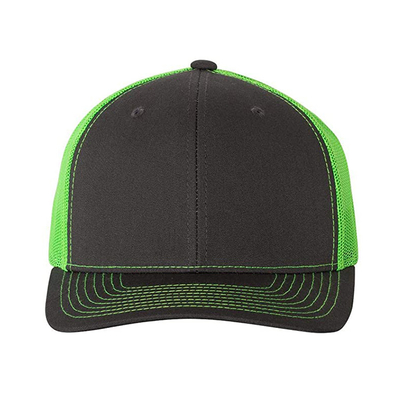 Gorras Sports 6 لوحات فارغة قبعات شبكية لسائقي الشاحنات باللون الأخضر العادي