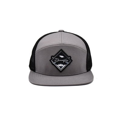 بيع بالجملة مخصصة عالية الجودة 7 لوحة رمادية قطن Twill شاحنة الذهبية التطريز البقع شعار Gorras شاحنة شبكة