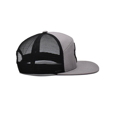 بيع بالجملة مخصصة عالية الجودة 7 لوحة رمادية قطن Twill شاحنة الذهبية التطريز البقع شعار Gorras شاحنة شبكة