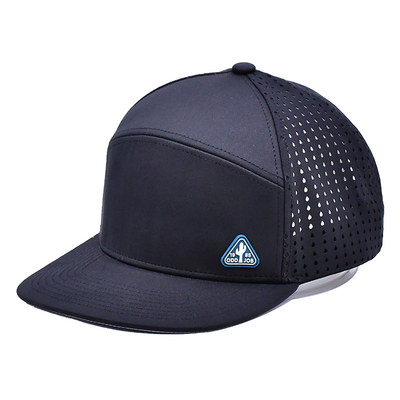 أسود 6 لوحة شاحنة قبعة Snapback البناء المنظم شعار الرصاصة المخصصة الشريط الخلفي 4 لوحة ثقوب الليزر