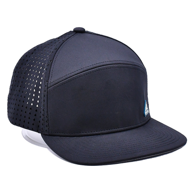 أسود 6 لوحة شاحنة قبعة Snapback البناء المنظم شعار الرصاصة المخصصة الشريط الخلفي 4 لوحة ثقوب الليزر