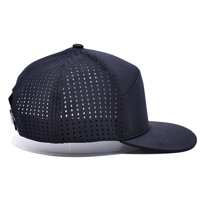 أسود 6 لوحة شاحنة قبعة Snapback البناء المنظم شعار الرصاصة المخصصة الشريط الخلفي 4 لوحة ثقوب الليزر