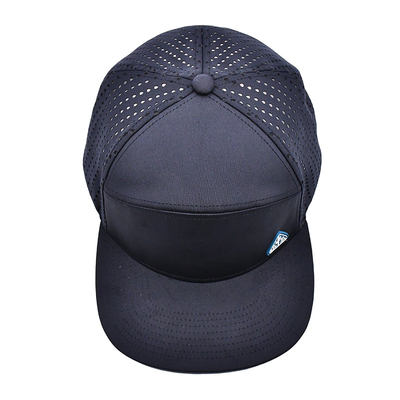 أسود 6 لوحة شاحنة قبعة Snapback البناء المنظم شعار الرصاصة المخصصة الشريط الخلفي 4 لوحة ثقوب الليزر