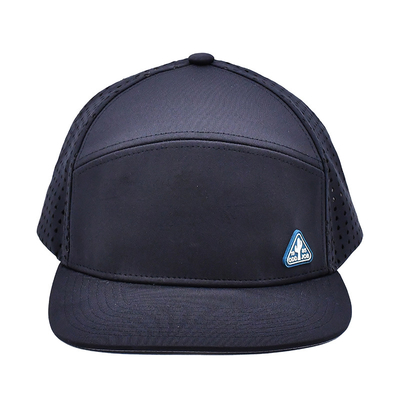 أسود 6 لوحة شاحنة قبعة Snapback البناء المنظم شعار الرصاصة المخصصة الشريط الخلفي 4 لوحة ثقوب الليزر