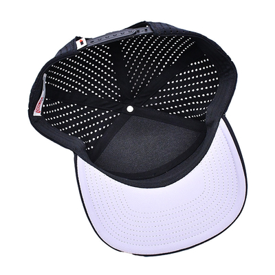 أسود 6 لوحة شاحنة قبعة Snapback البناء المنظم شعار الرصاصة المخصصة الشريط الخلفي 4 لوحة ثقوب الليزر
