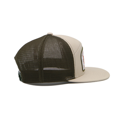 غطاء القطن Unisex قبعة شاحنة مع الزر المسطح و Snapback رقعة منسوجة مع الخطوط العريضة
