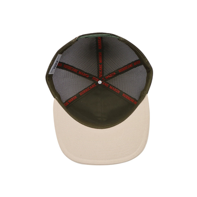 غطاء القطن Unisex قبعة شاحنة مع الزر المسطح و Snapback رقعة منسوجة مع الخطوط العريضة