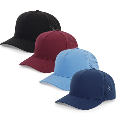 بيع بالجملة 5 لوحات قبعة بيسبول زرقاء مخصصة ليزر قطع حفرة Gorras الغولف قبعة رياضية البوليستر المقاومة للماء