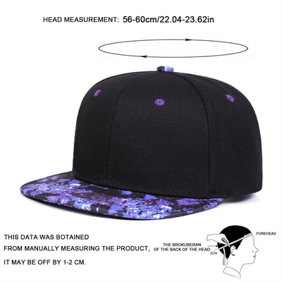 طباعة السماء النجمية عالية الجودة قبعة Snapback تصميم شعار مخصص قبعات بيل مسطحة 6 لوحات Snapback Cap