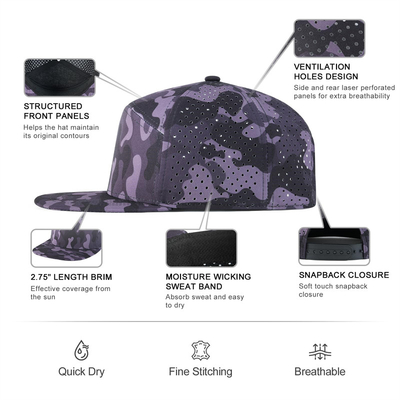 قبعة Snapback مخصصة أداء قابلة للتعديل حفرة ليزر قطع ثقب ثقب Snapback