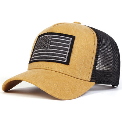الزخرفة العلم الأمريكي الأحادي الجنسي غسلت كوبات البيسبول الشبكة الربيع والصيف في الهواء الطلق قبعات عادية قابلة للتعديل قبعة واقية من الشمس