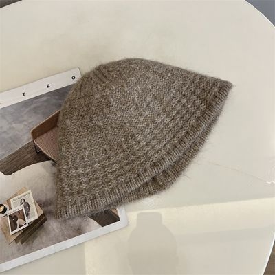 Autumn and Winter New Wool Knitted Bucket Hat for Women Knitted Jacquard Bucket Hat