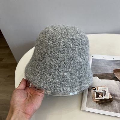 Autumn and Winter New Wool Knitted Bucket Hat for Women Knitted Jacquard Bucket Hat