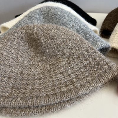 Autumn and Winter New Wool Knitted Bucket Hat for Women Knitted Jacquard Bucket Hat