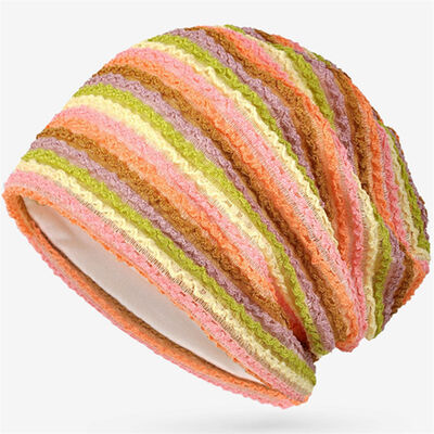 ملابس ذات جودة عالية السيدات المخططات الحلقات قبعات النمط Slouchy سكوليز الرياضة الشتاء قبعة في الهواء الطلق بدون مقبض قبعة