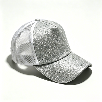 6 Panel Trucker Cap with Breathable Mesh Panels Adjustable Snapback Closure and Embroidered Logo Option
