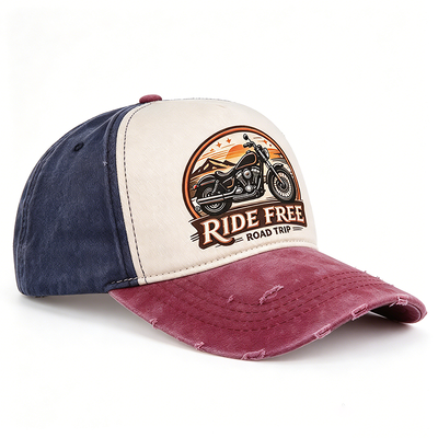 Distressed Color Block Dad Hat 100 Percent Cotton Twill Fabric Printed Graphic Hand Wash Recommended Comfortable Durable Stylish Headwear