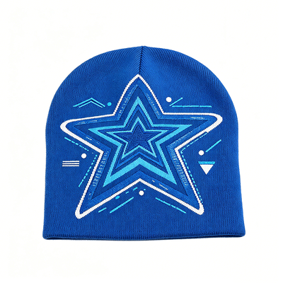 Star Print Adult Beanie Soft Cozy Warm Knit Cap Great for Winter Outdoor Activities and Daily Casual Outfits