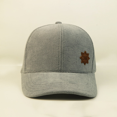 Bsci Plush Adults 6 Panel Baseball Cap With Leather Patch ODM OEM كأس بيسبول 6 لوحات مع رقعة جلدية