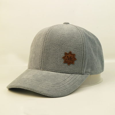 Bsci Plush Adults 6 Panel Baseball Cap With Leather Patch ODM OEM كأس بيسبول 6 لوحات مع رقعة جلدية