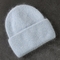 قبعة منسوجة من فرو الأرانب الحقيقي 58 سنتيمتر صلبة دافئة صوف كشمير Skullies Beanies