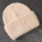 قبعة منسوجة من فرو الأرانب الحقيقي 58 سنتيمتر صلبة دافئة صوف كشمير Skullies Beanies